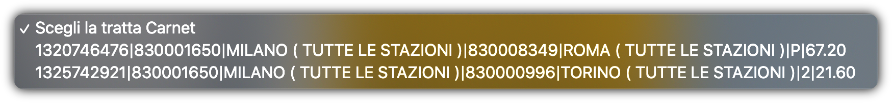 Esempi di tratte Carnet